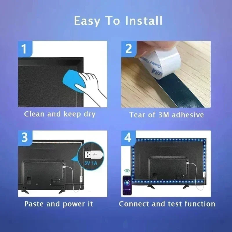 Luces LED RGB para Habitación – Tira USB 5V con App y Control Remoto