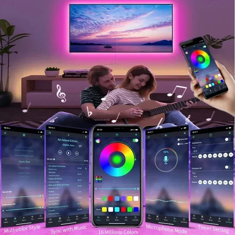 Luces LED RGB para Habitación – Tira USB 5V con App y Control Remoto